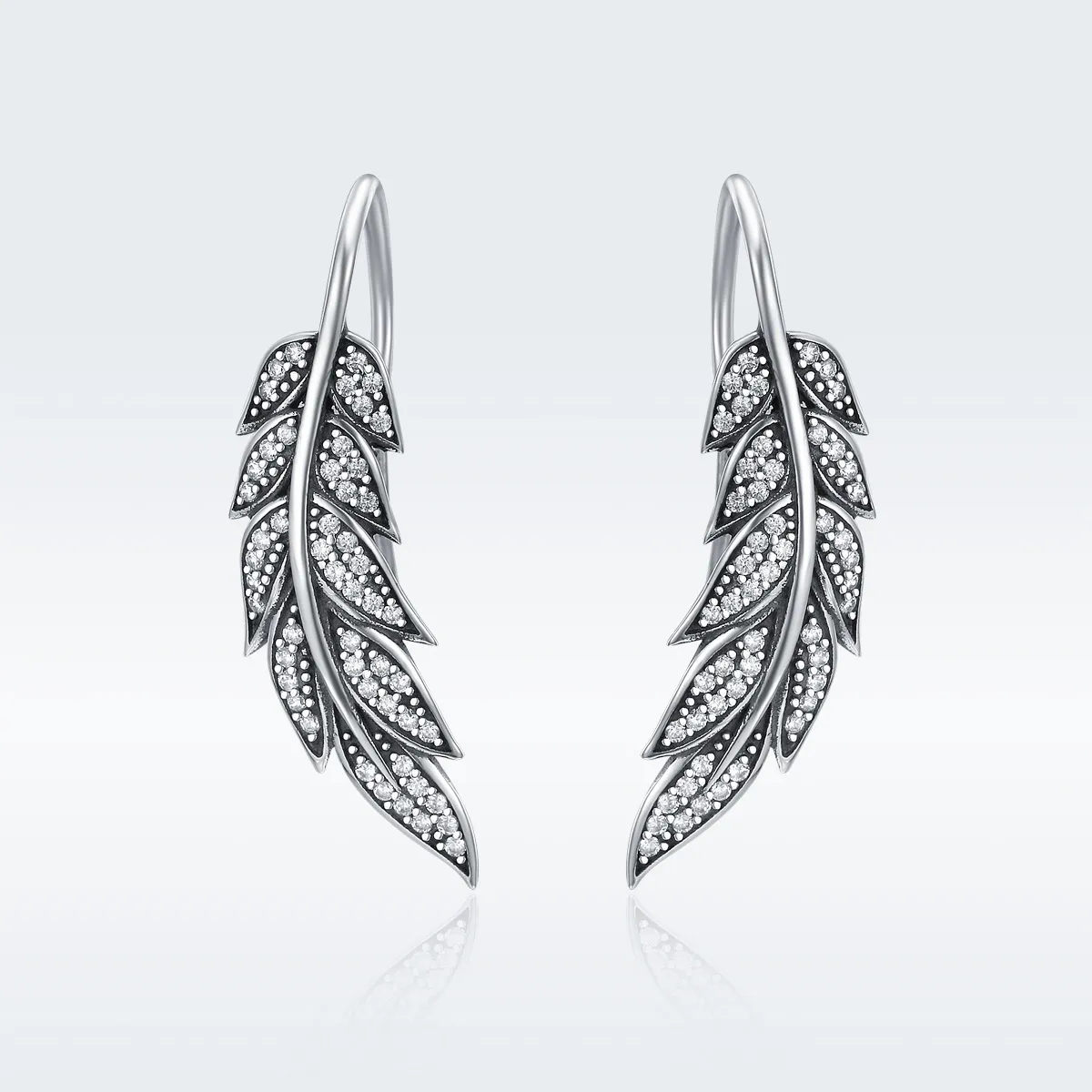 Silver Leaves Enamoured Hanging Earrings - PANDORA Style - SCE215