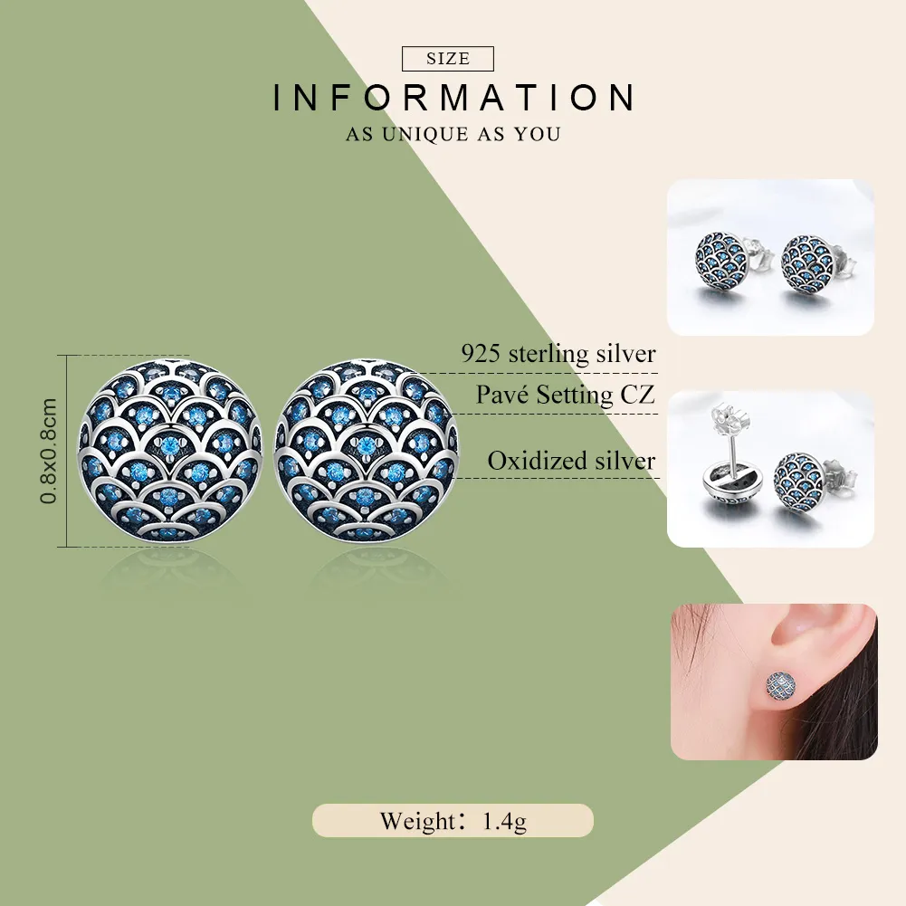 Silver Legend of The Sea Stud Earrings - PANDORA Style - SCE239