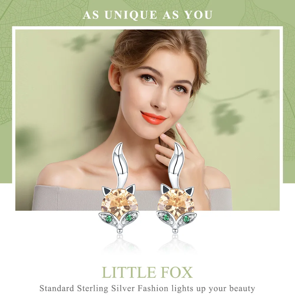 Silver Little Fox Stud Earrings - PANDORA Style - SCE527