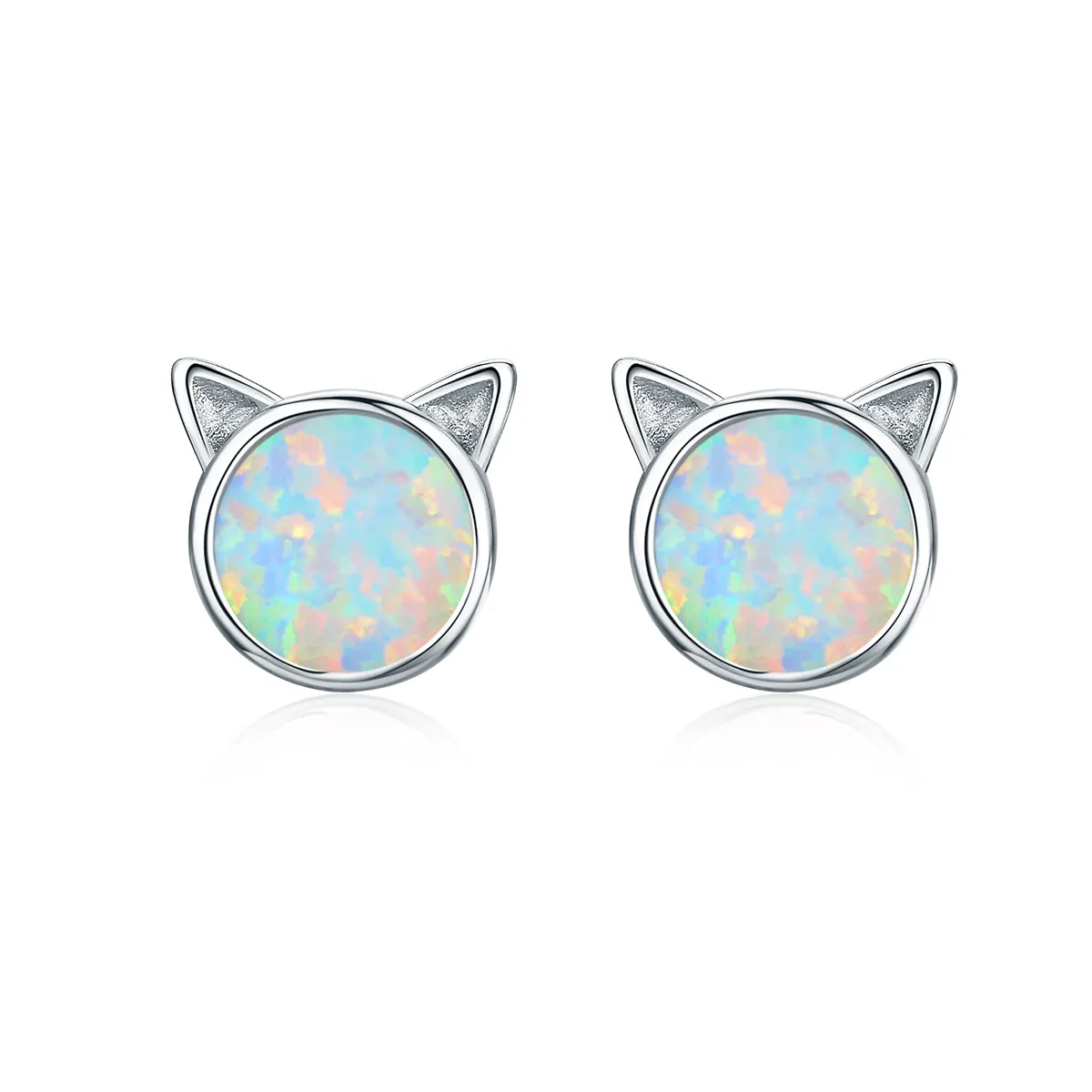 Silver Meow Star Stud Earrings - PANDORA Style - SCE538-Q