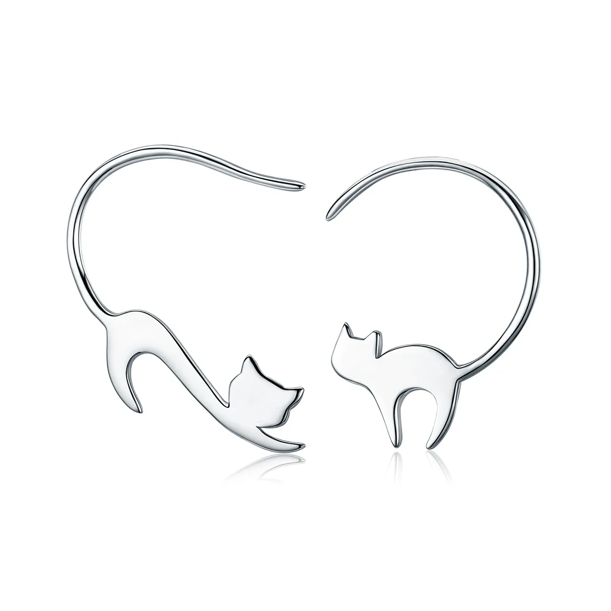 Silver Naughty Kitten Stud Earrings - PANDORA Style - SCE073