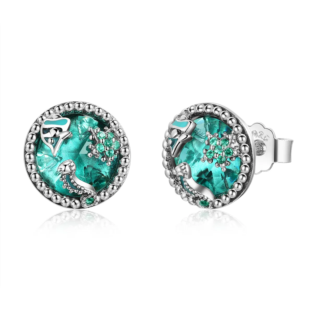 Silver Ocean Depths Stud Earrings - PANDORA Style - SCE496