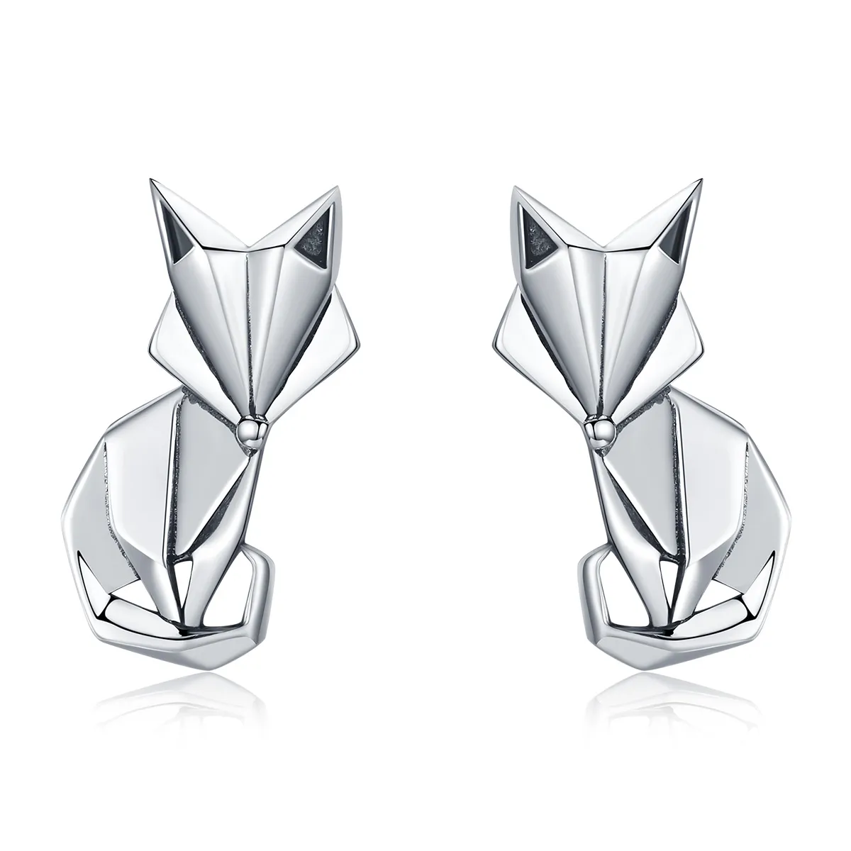 Silver Origami Fox Stud Earrings - PANDORA Style - SCE526