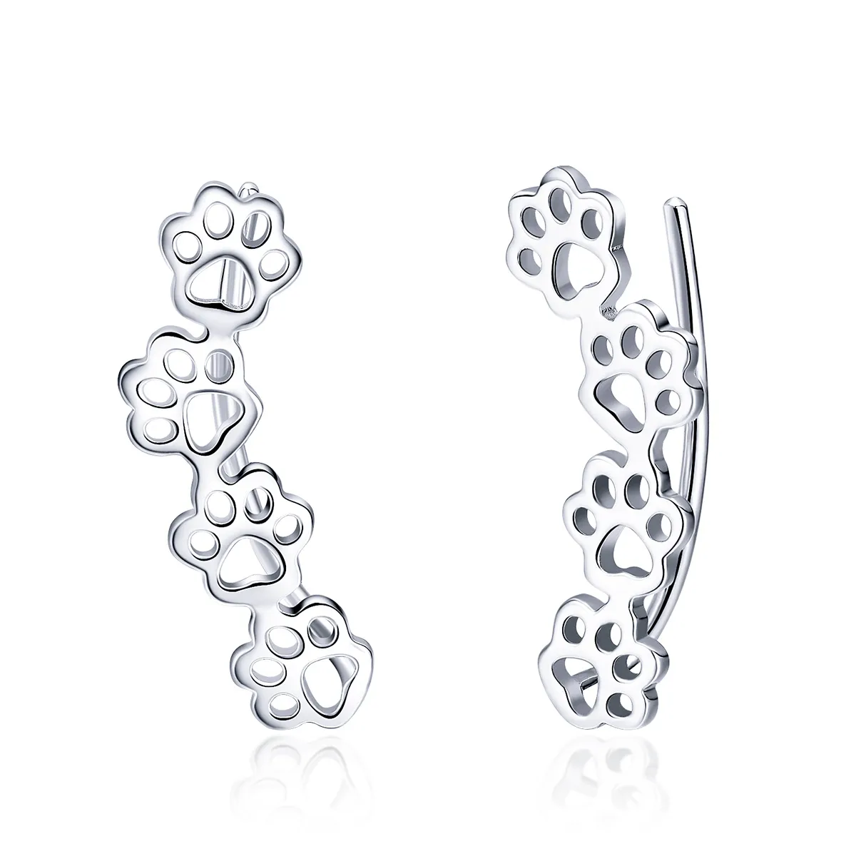 Silver Paw Trail Stud Earrings - PANDORA Style - SCE430