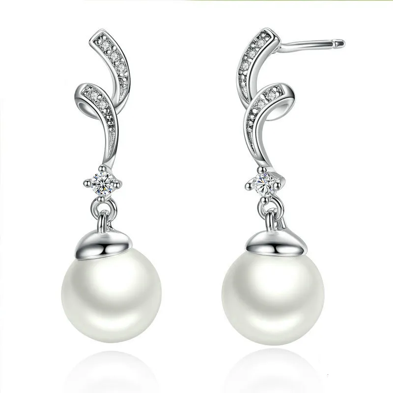 Silver Pearl Hanging Earrings - PANDORA Style - SCE035