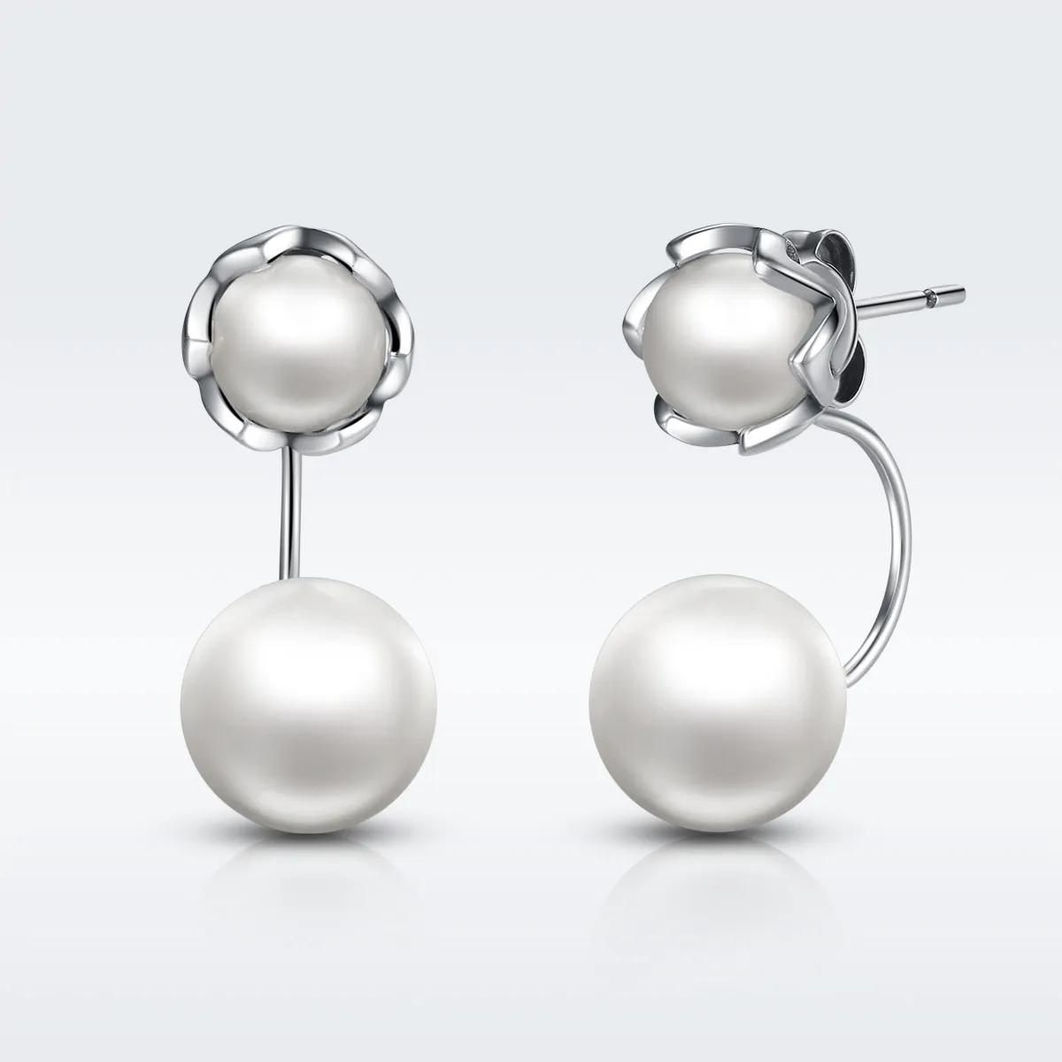 Silver Pearl Stud Earrings - PANDORA Style - SCE002