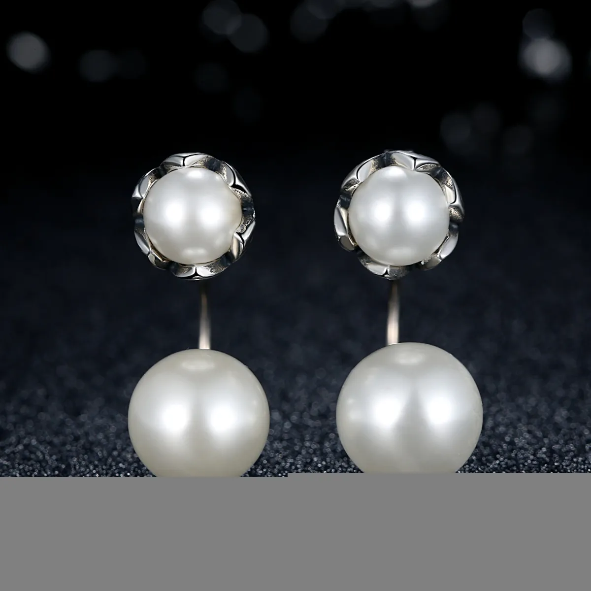 Silver Pearl Stud Earrings - PANDORA Style - SCE002