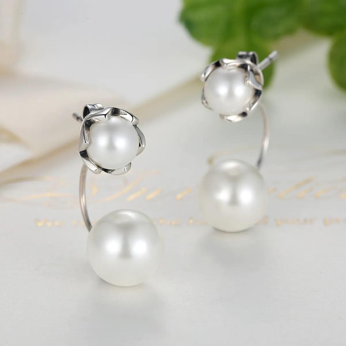 Silver Pearl Stud Earrings - PANDORA Style - SCE002