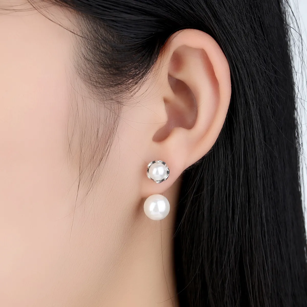 Silver Pearl Stud Earrings - PANDORA Style - SCE002