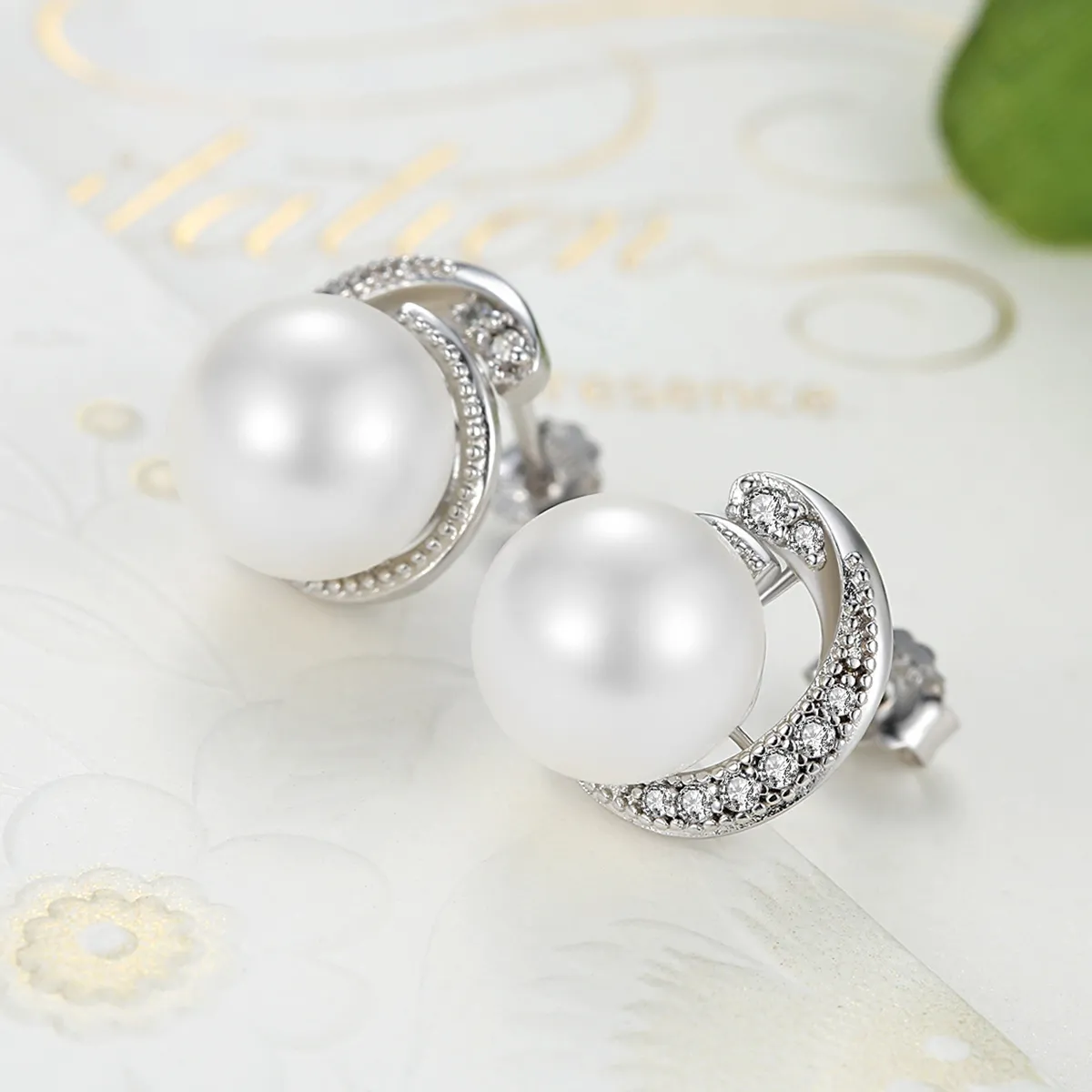 Silver Pearl Stud Earrings - PANDORA Style - SCE021