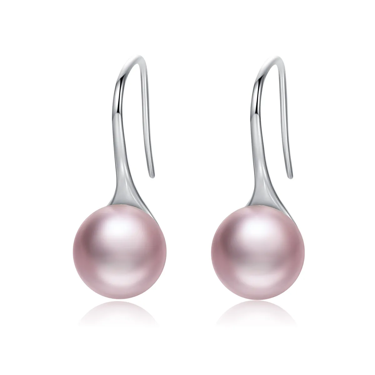 Silver Pink Pearl Hanging Earrings - PANDORA Style - SCE145