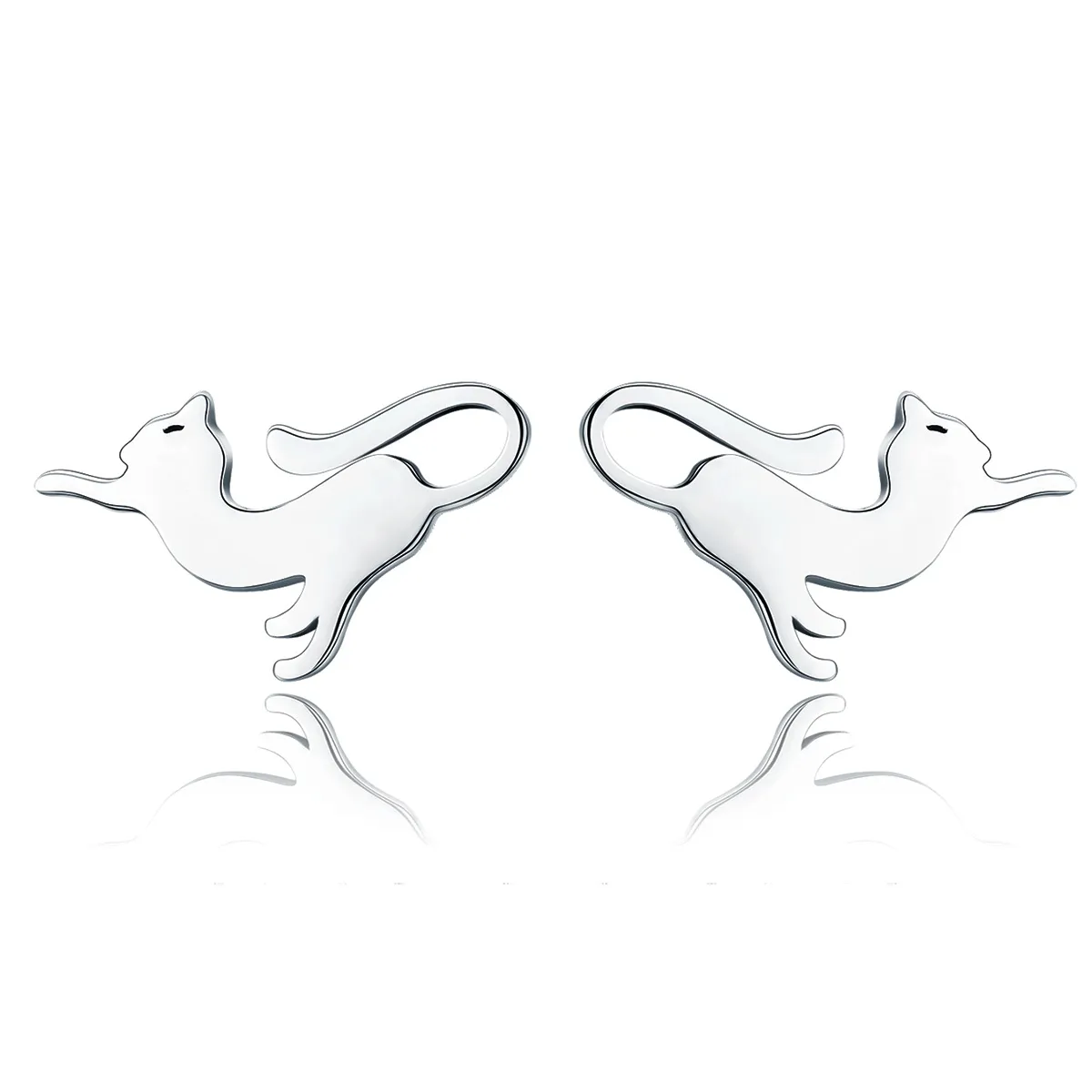 Silver Playing Kitty Stud Earrings - PANDORA Style - SCE366