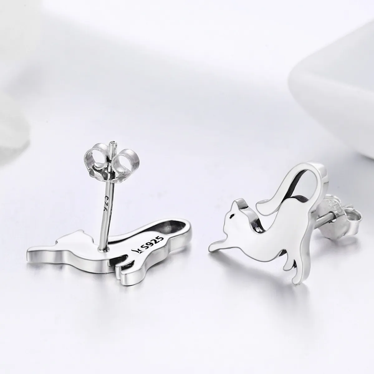 Silver Playing Kitty Stud Earrings - PANDORA Style - SCE366