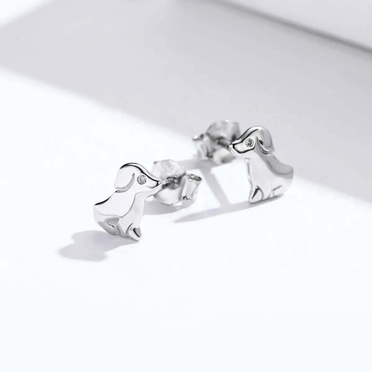 Silver Puppy Stud Earrings - PANDORA Style - SCE584-Q