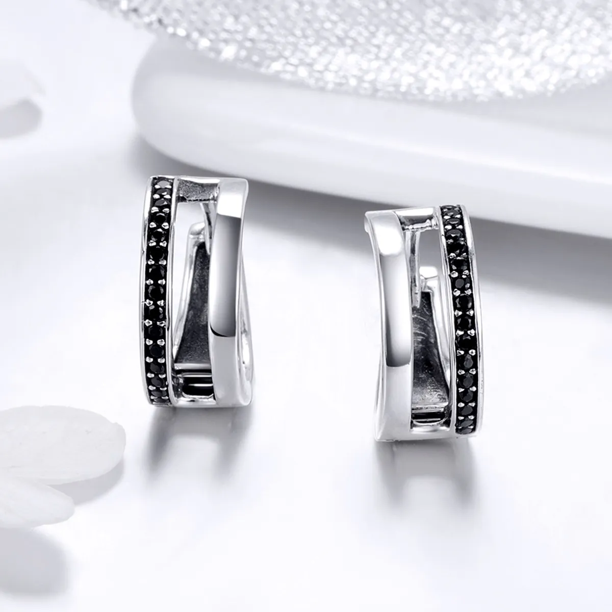 Silver Pure Love Hoop Earrings - PANDORA Style - SCE444