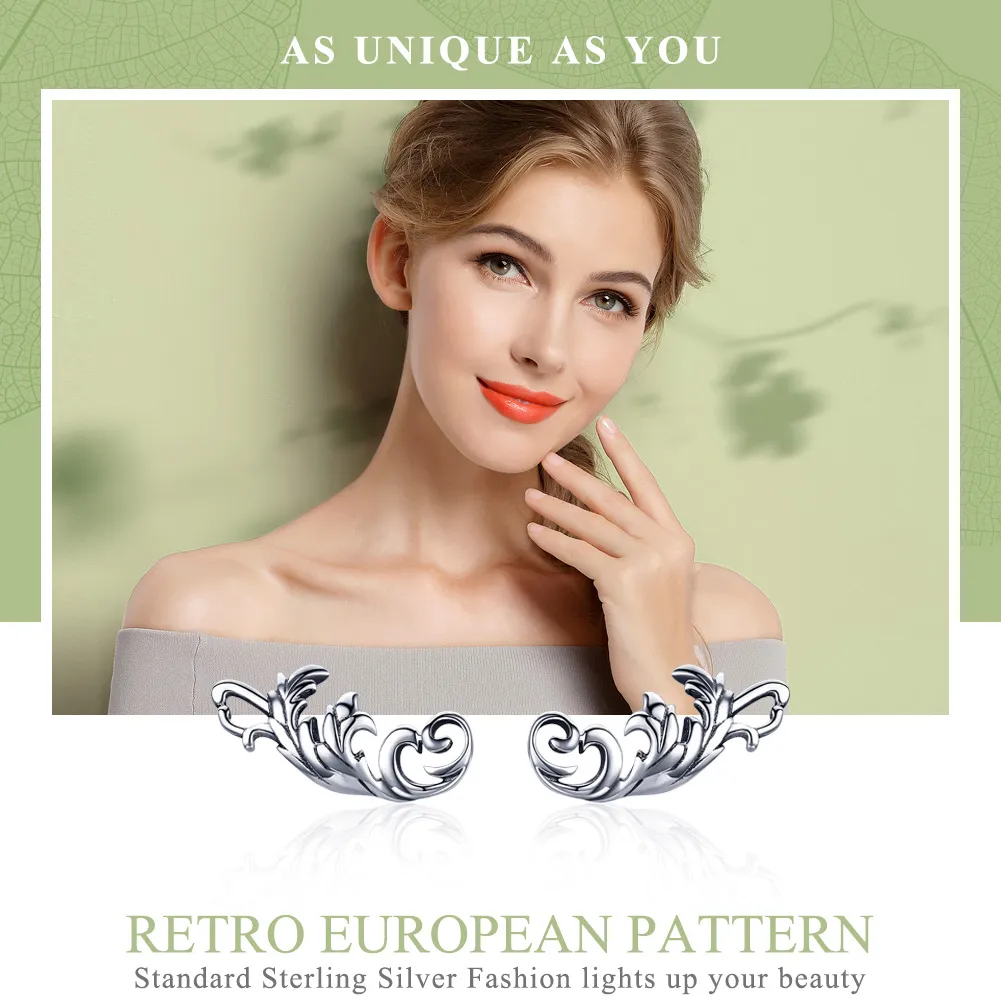 Silver Retro European Flower Stud Earrings - PANDORA Style - SCE580