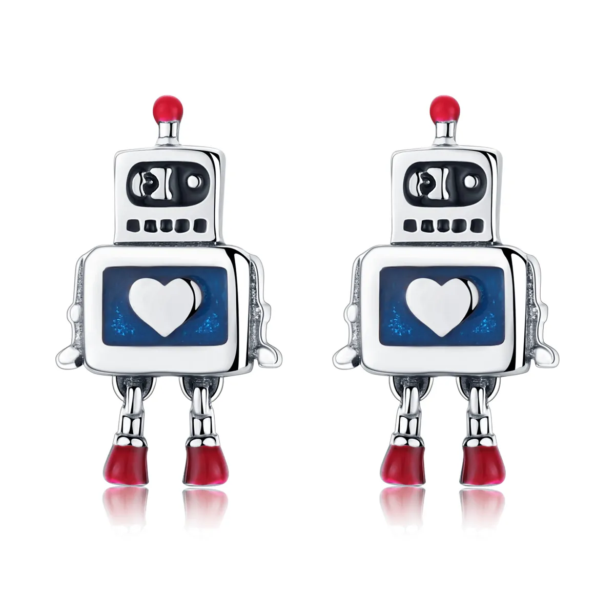 Silver Robot Stud Earrings - PANDORA Style - SCE477