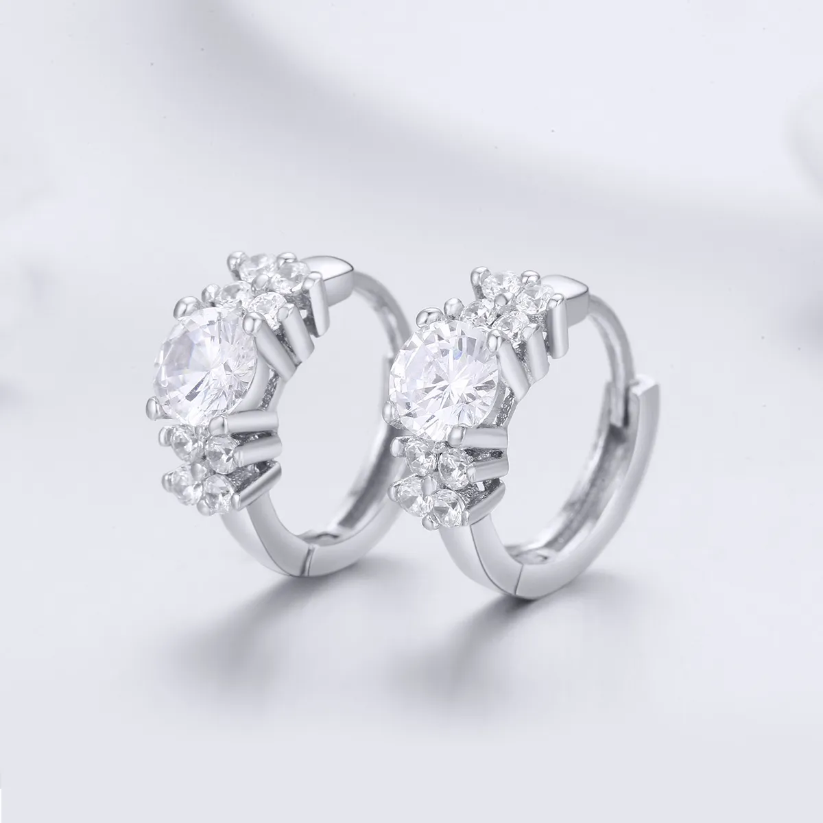 Silver Romantic Shine Hoop Earrings - PANDORA Style - SCE485