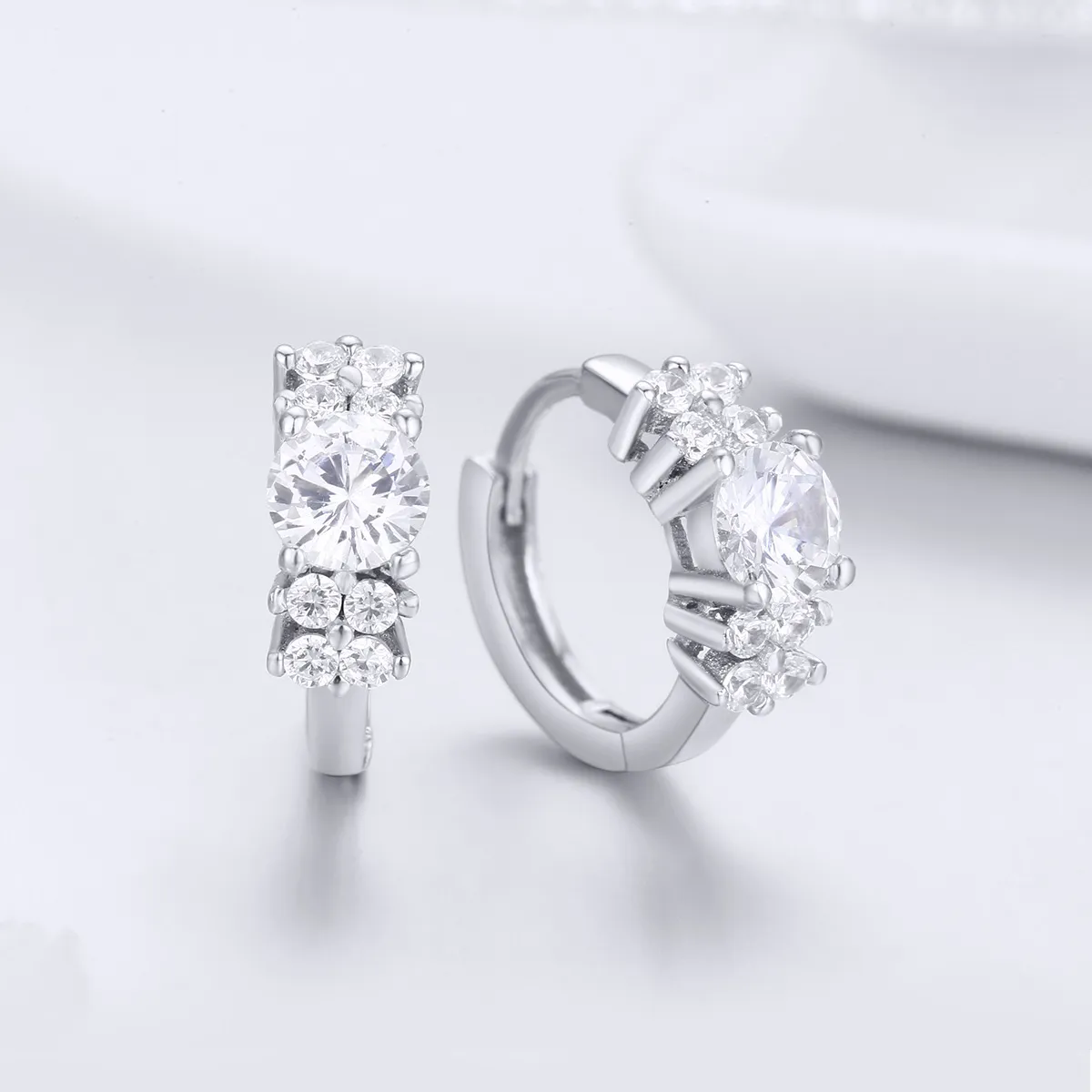 Silver Romantic Shine Hoop Earrings - PANDORA Style - SCE485