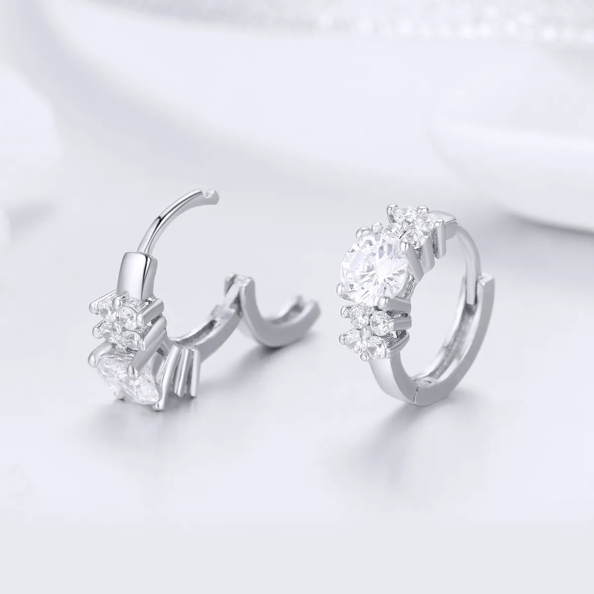 Silver Romantic Shine Hoop Earrings - PANDORA Style - SCE485