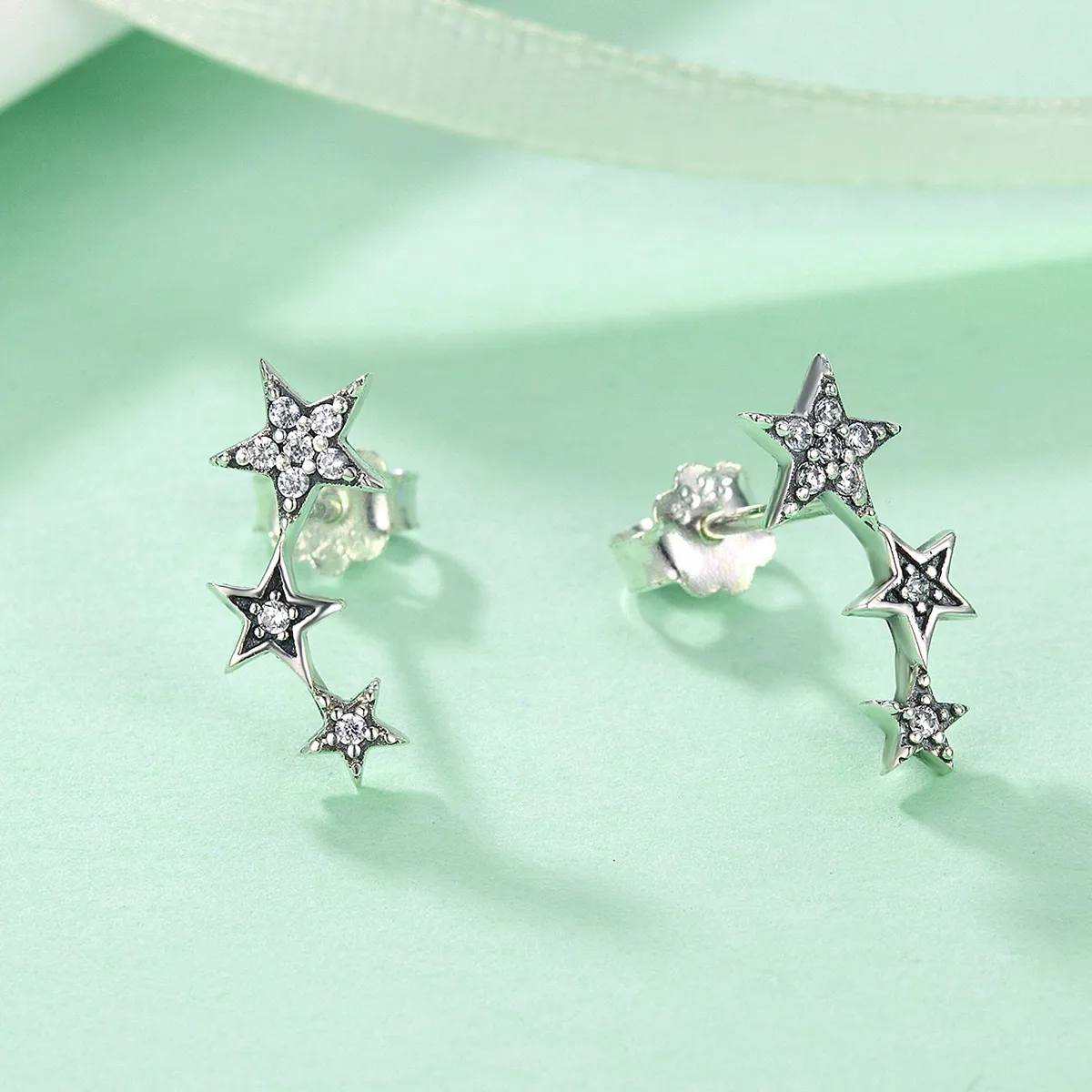 Silver Secrets of Stars Stud Earrings - PANDORA Style - SCE175