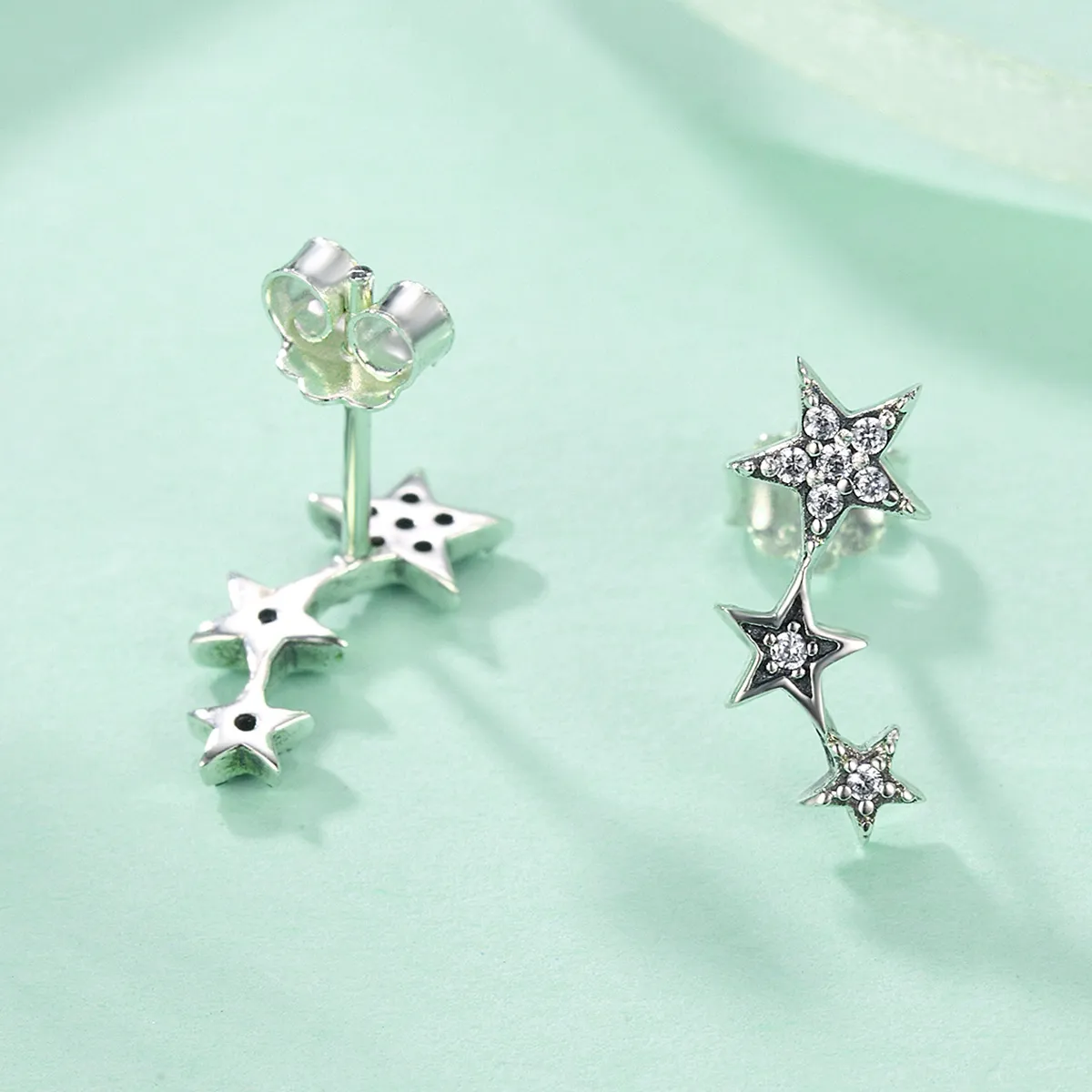 Silver Secrets of Stars Stud Earrings - PANDORA Style - SCE175