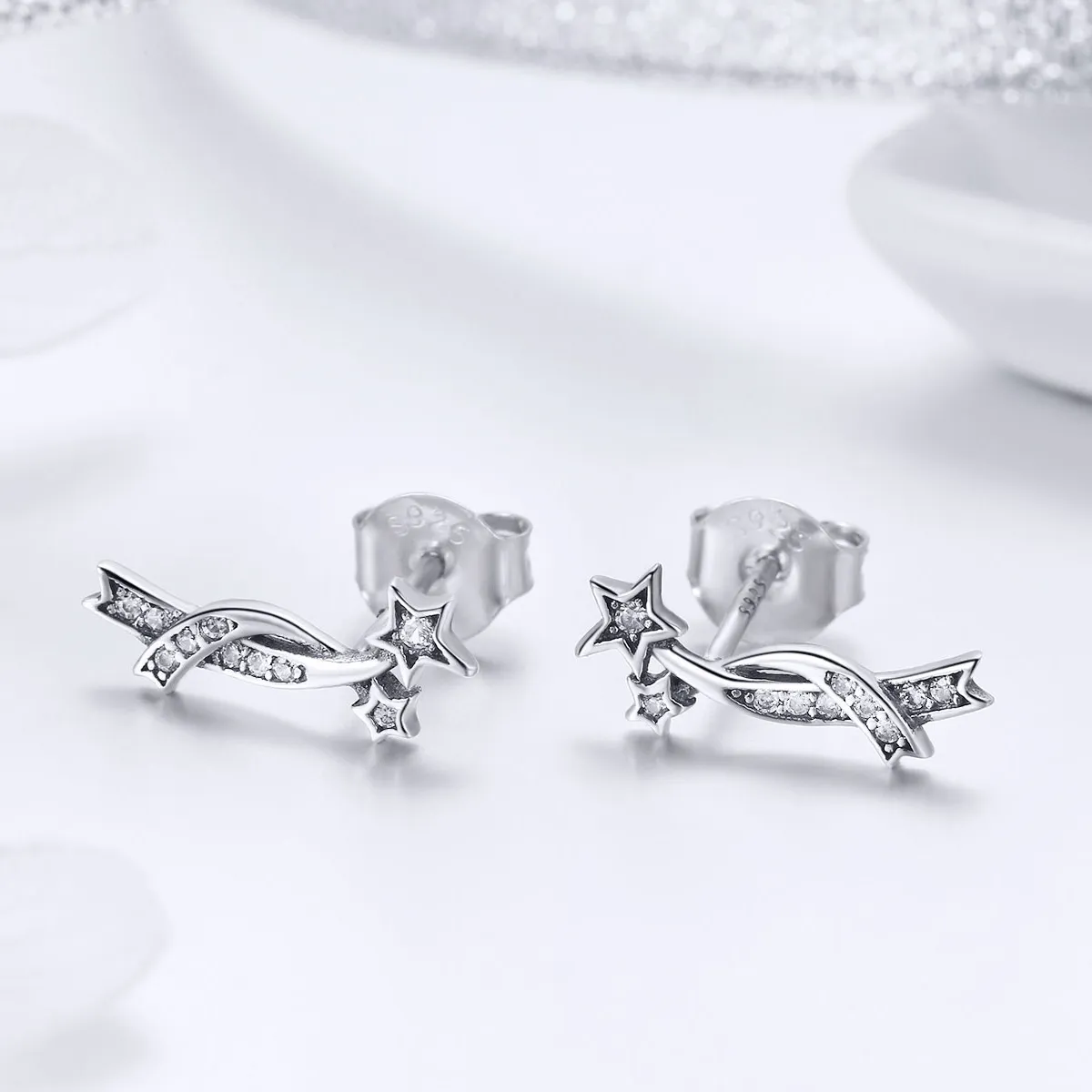 Silver Shining Meteor Stud Earrings - PANDORA Style - SCE442