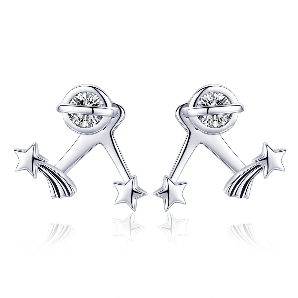 Silver Shining Meteor Stud Earrings - PANDORA Style - SCE474