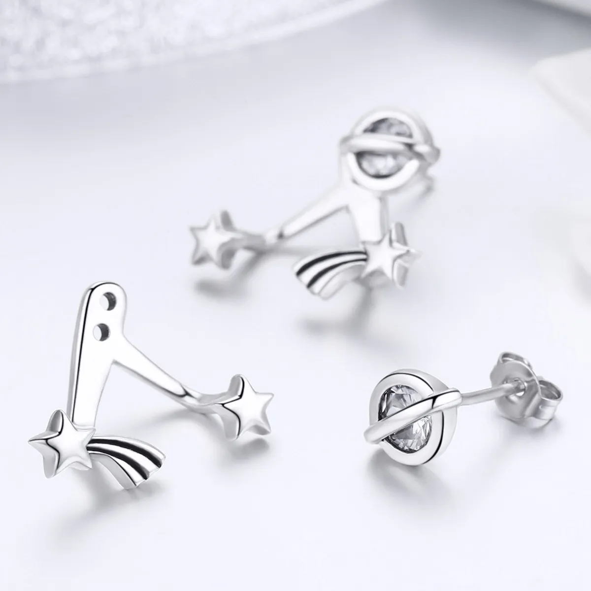 Silver Shining Meteor Stud Earrings - PANDORA Style - SCE474