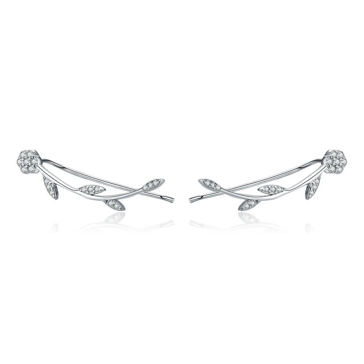 Silver Shinning Leaves Stud Earrings - PANDORA Style - SCE266