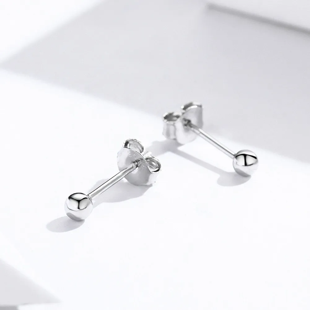 Silver Small Ball Stud Earrings - PANDORA Style - SCE581