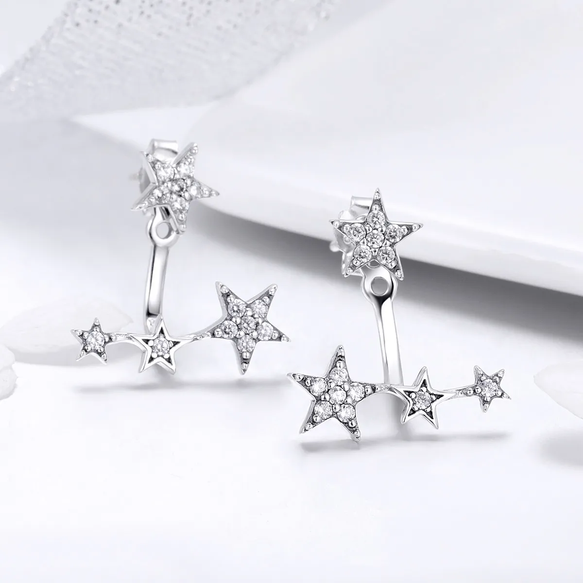 Silver Stars Stud Earrings - PANDORA Style - SCE448