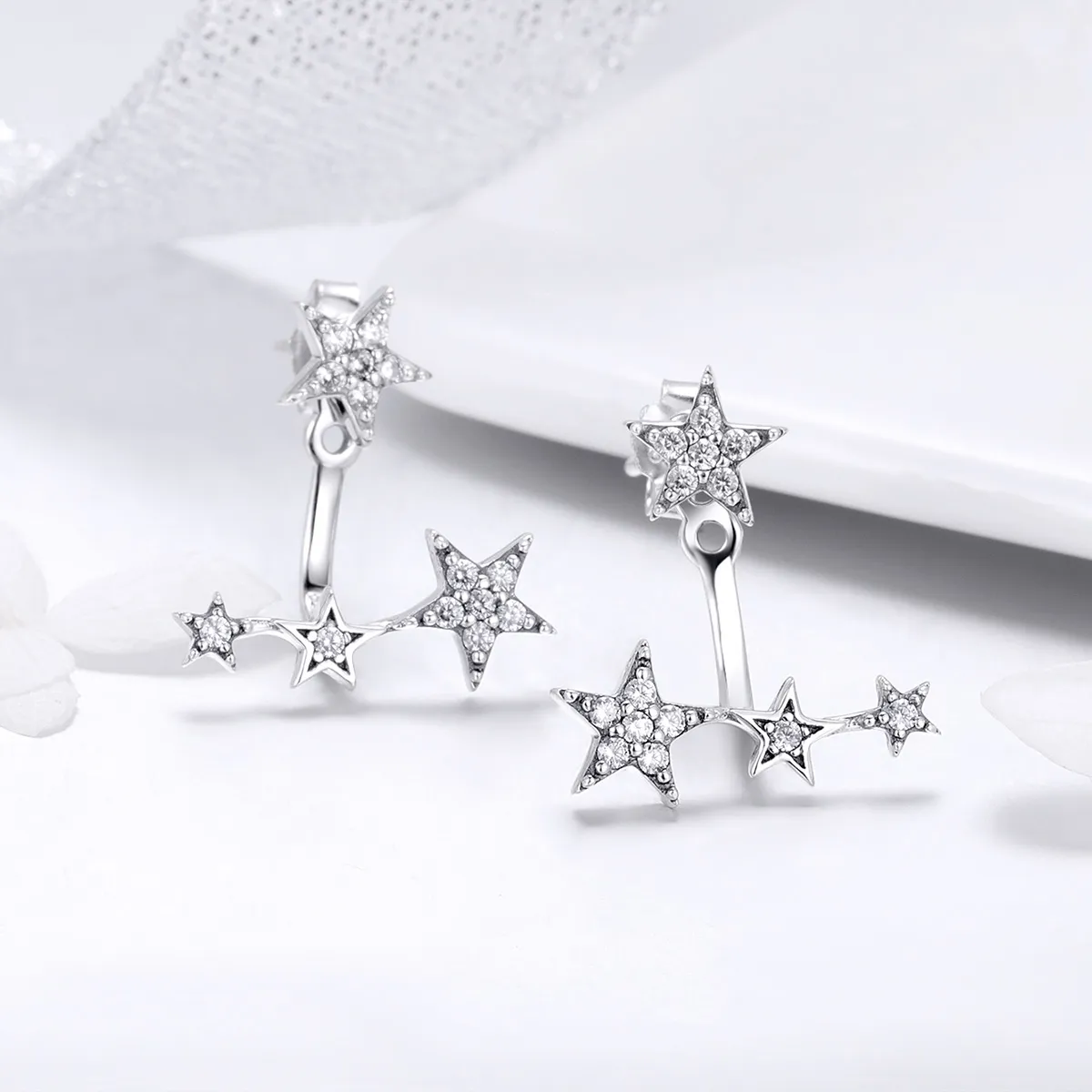 Silver Stars Stud Earrings - PANDORA Style - SCE448