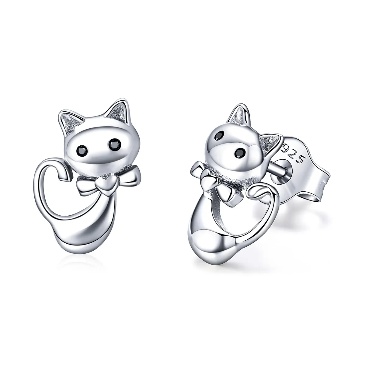 Silver Sticky Cat Stud Earrings - PANDORA Style - SCE450