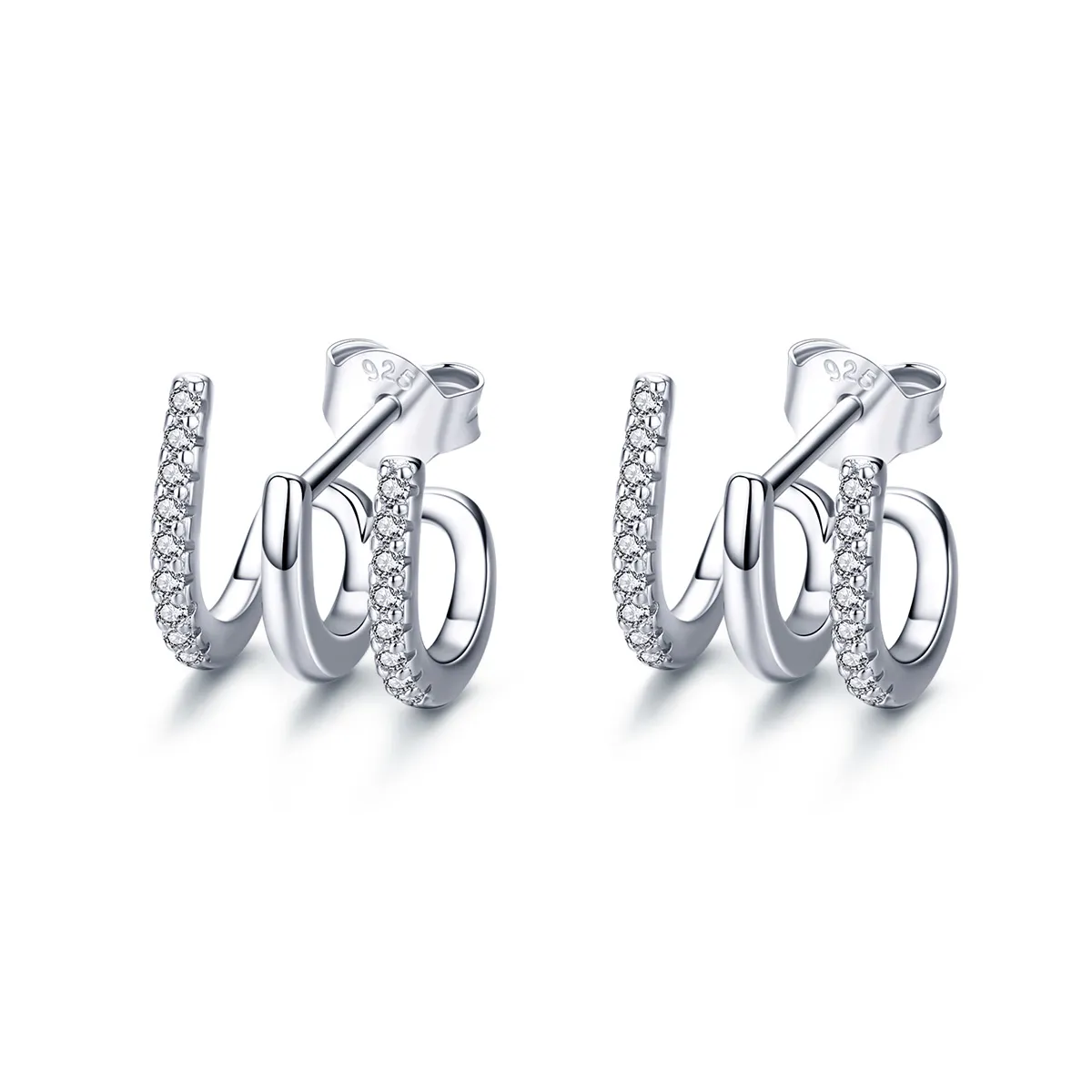 Silver Twist Stud Earrings - PANDORA Style - SCE585