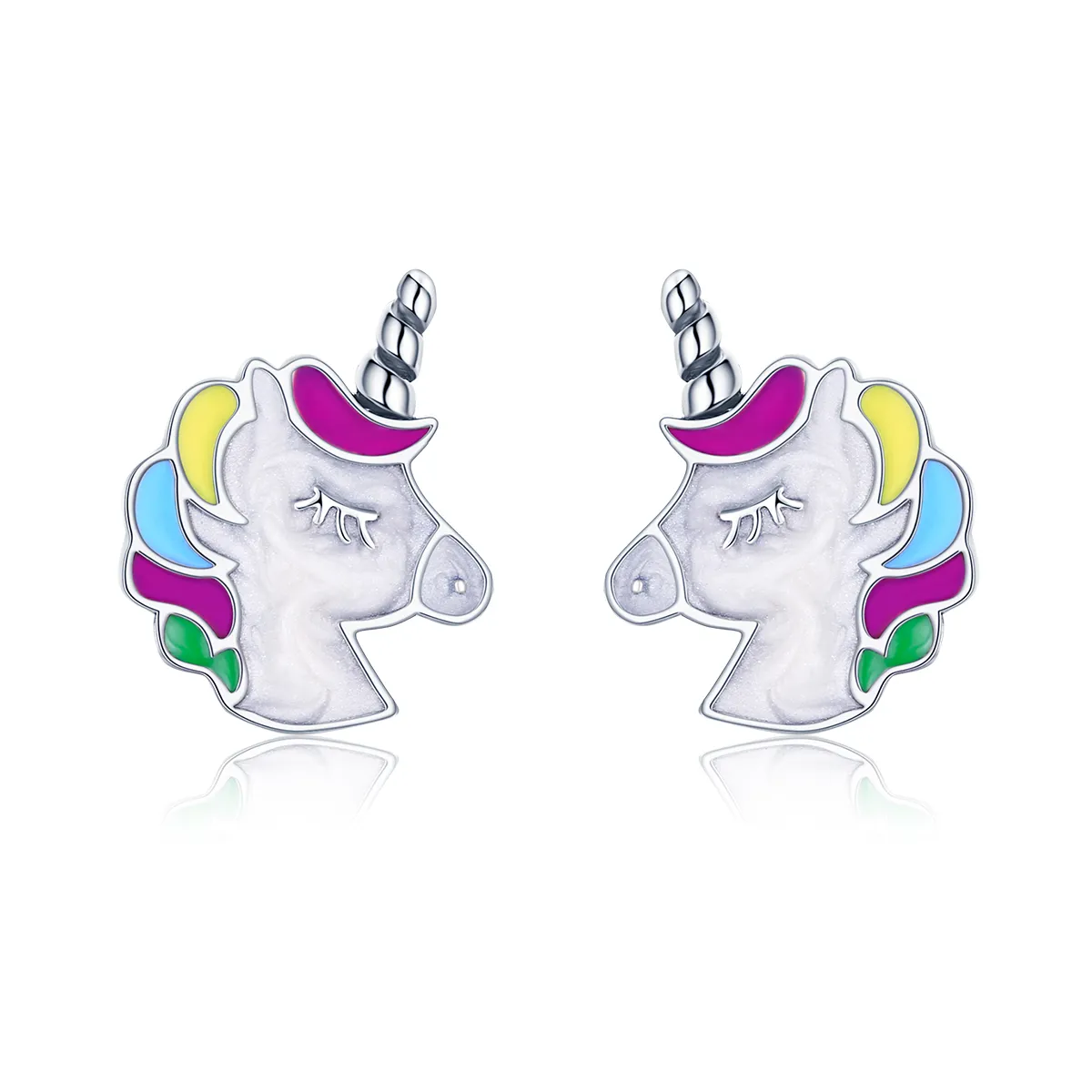 Silver Unicorn Memory Stud Earrings - PANDORA Style - SCE393