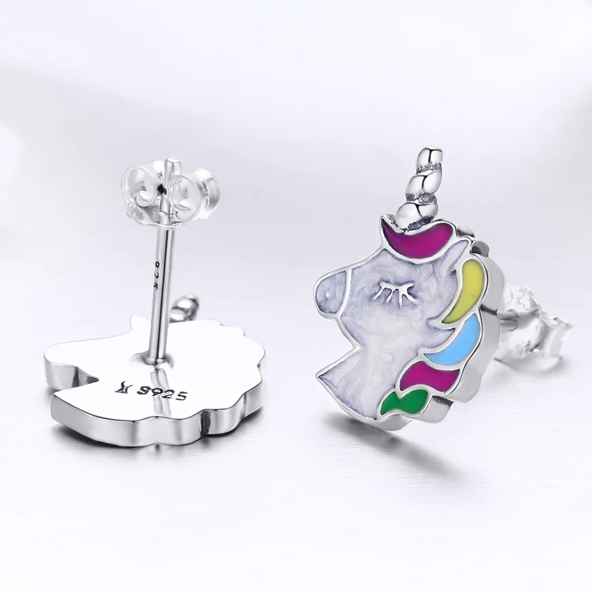 Silver Unicorn Memory Stud Earrings - PANDORA Style - SCE393