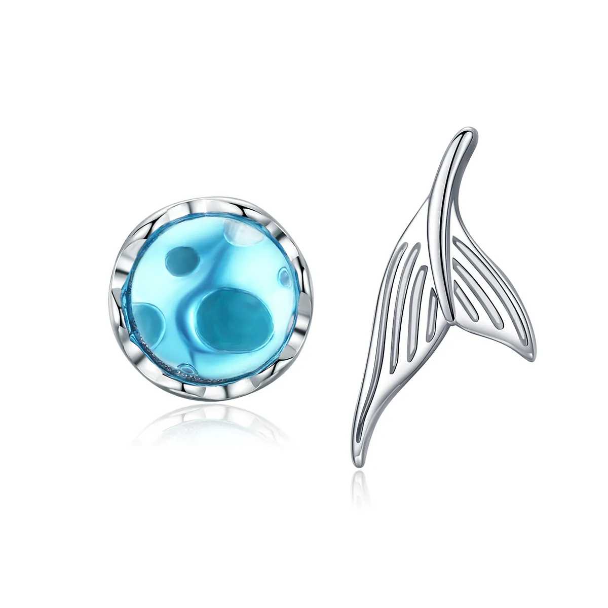 Silver Waiting Mermaid Stud Earrings - PANDORA Style - SCE630