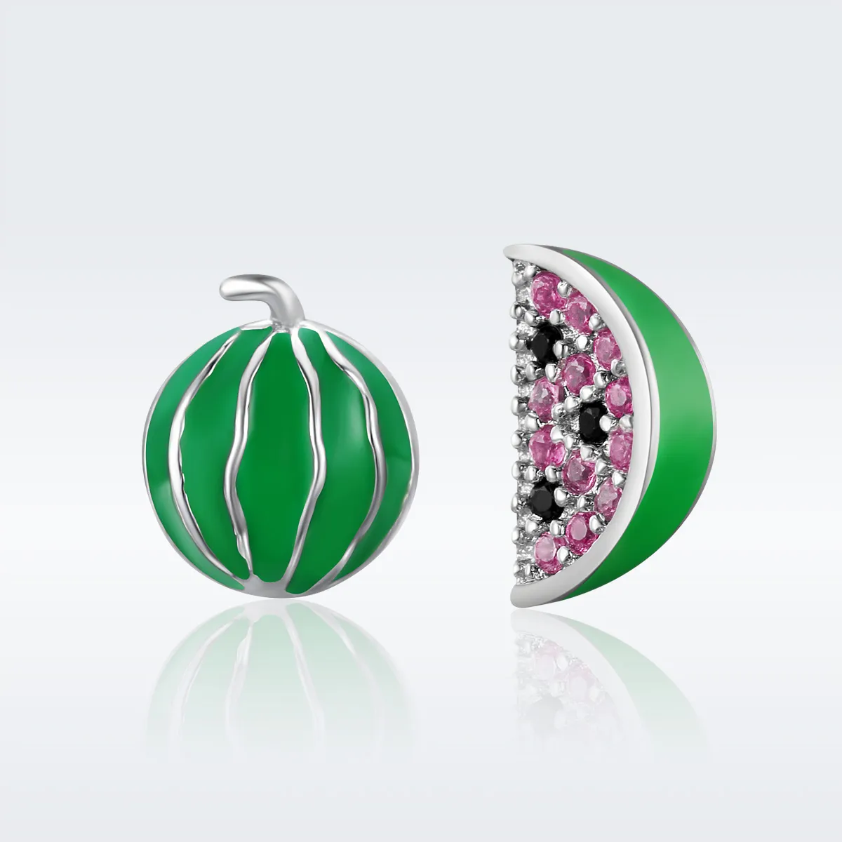 Silver Watermelon Love Stud Earrings - PANDORA Style - SCE105