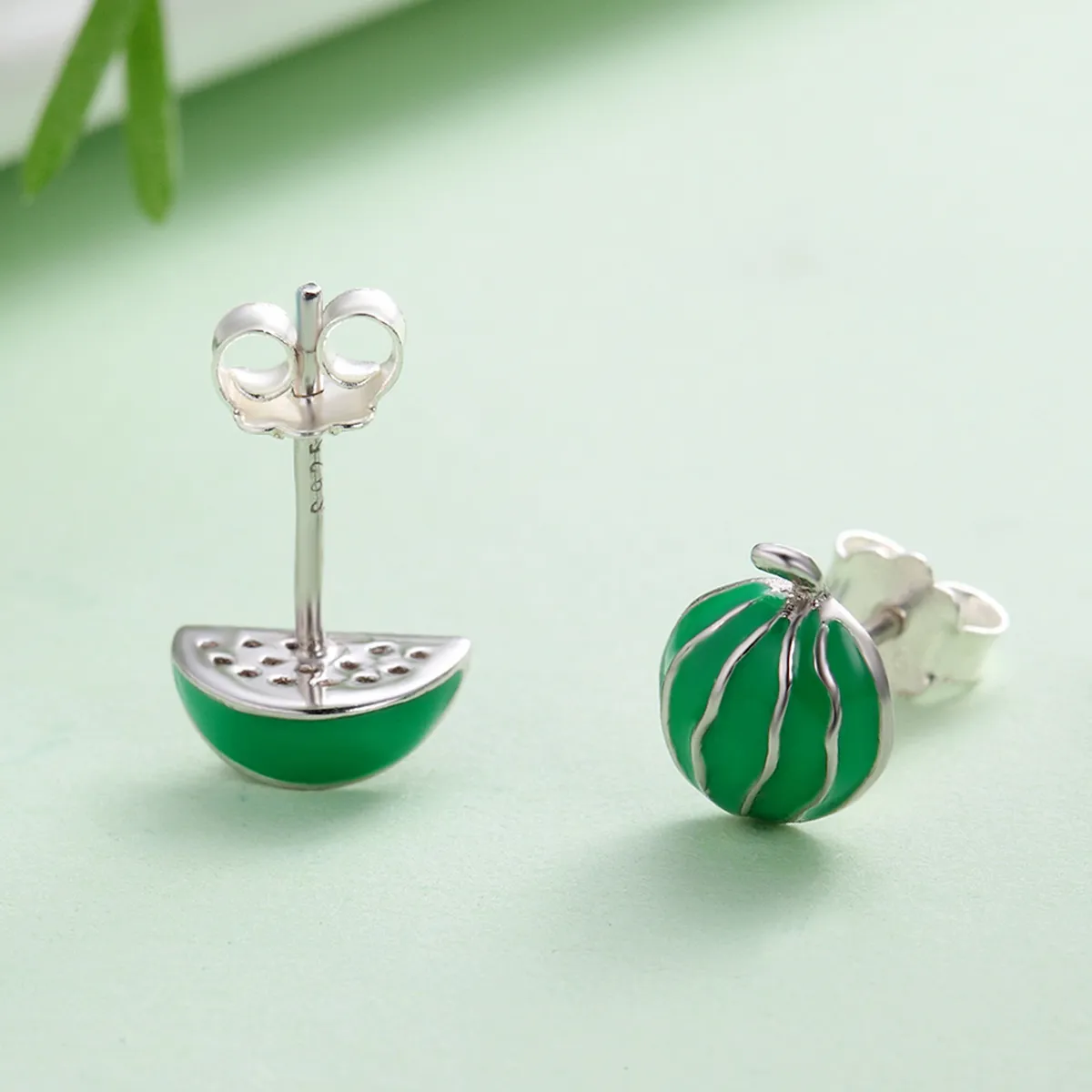 Silver Watermelon Love Stud Earrings - PANDORA Style - SCE105