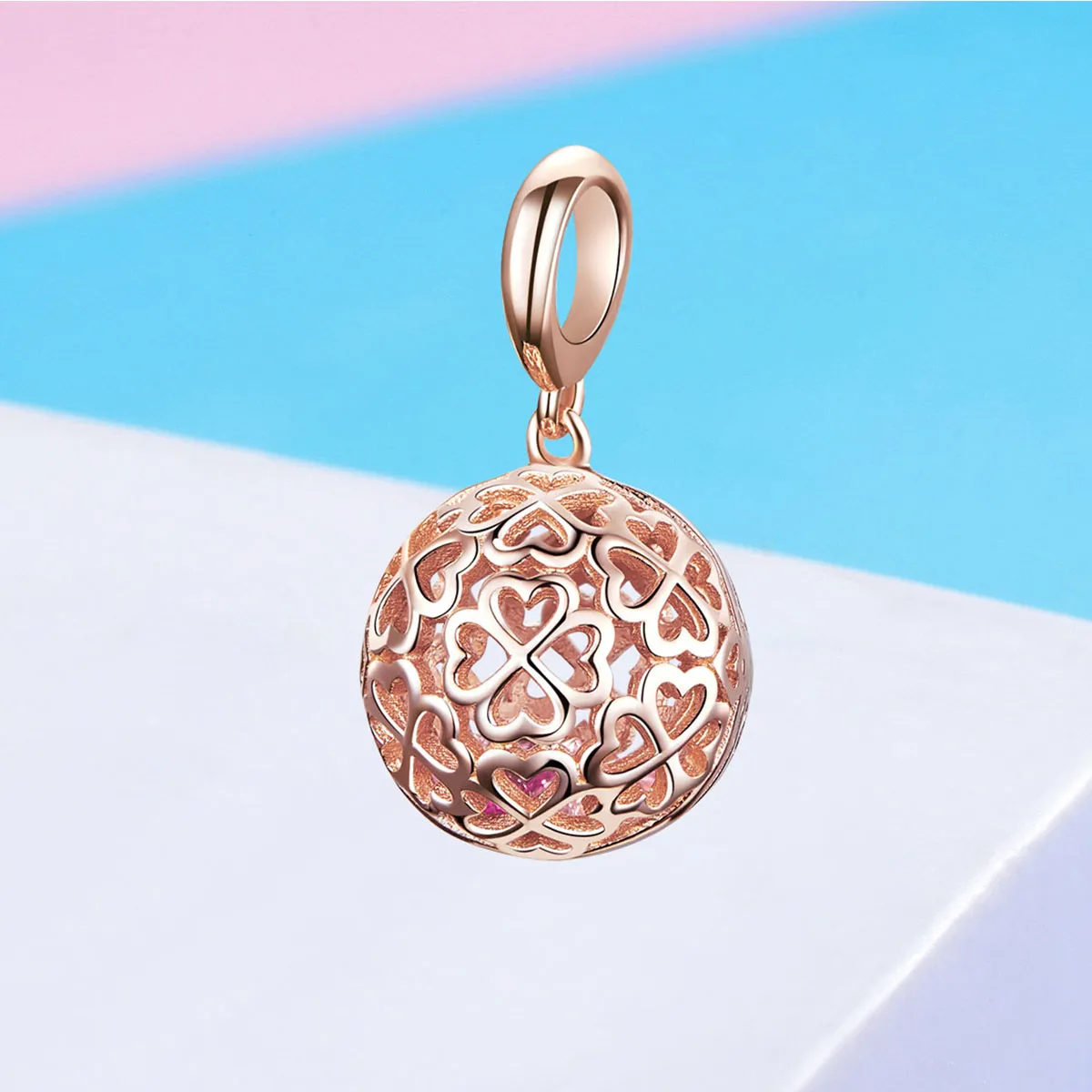 Rose Gold Motion Clover Pendant - PANDORA Style - SCC1127