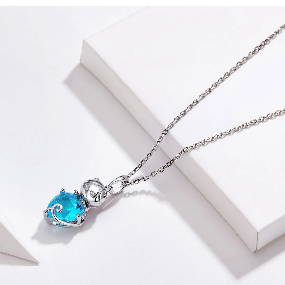 Silver Blue Cat Necklace - PANDORA Style - SCN331