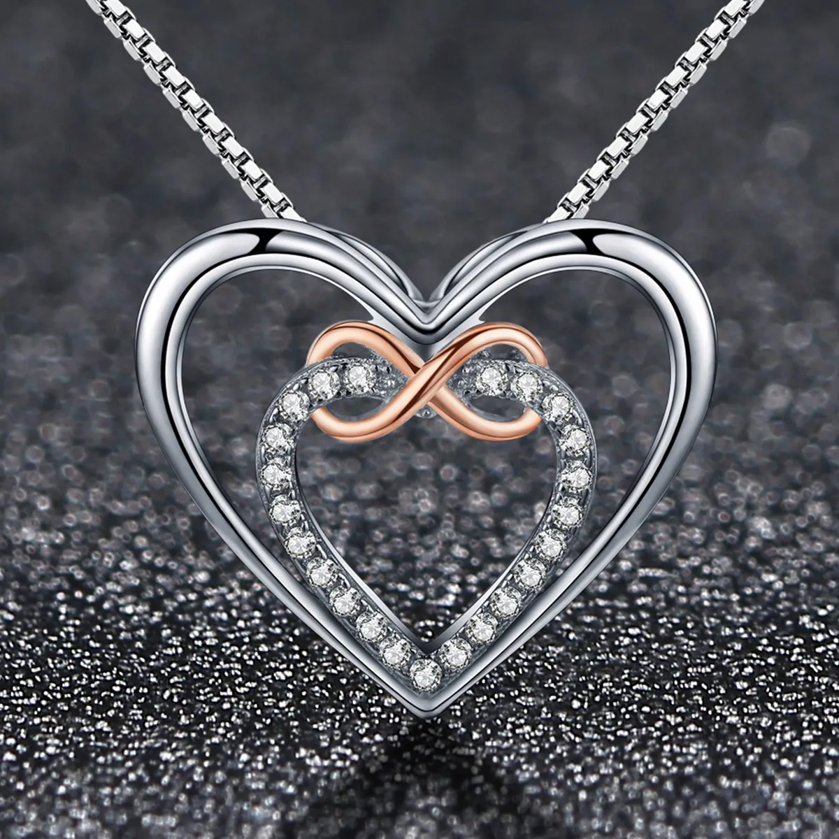 Silver Exquisite Heart Necklace - PANDORA Style - SCN121