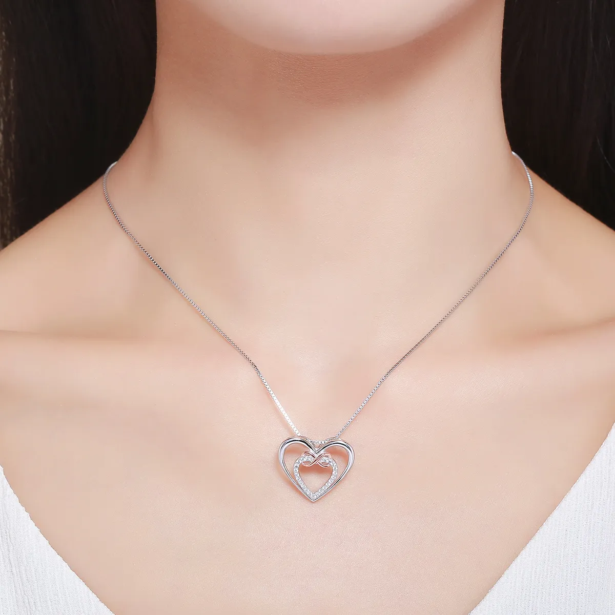 Silver Exquisite Heart Necklace - PANDORA Style - SCN121