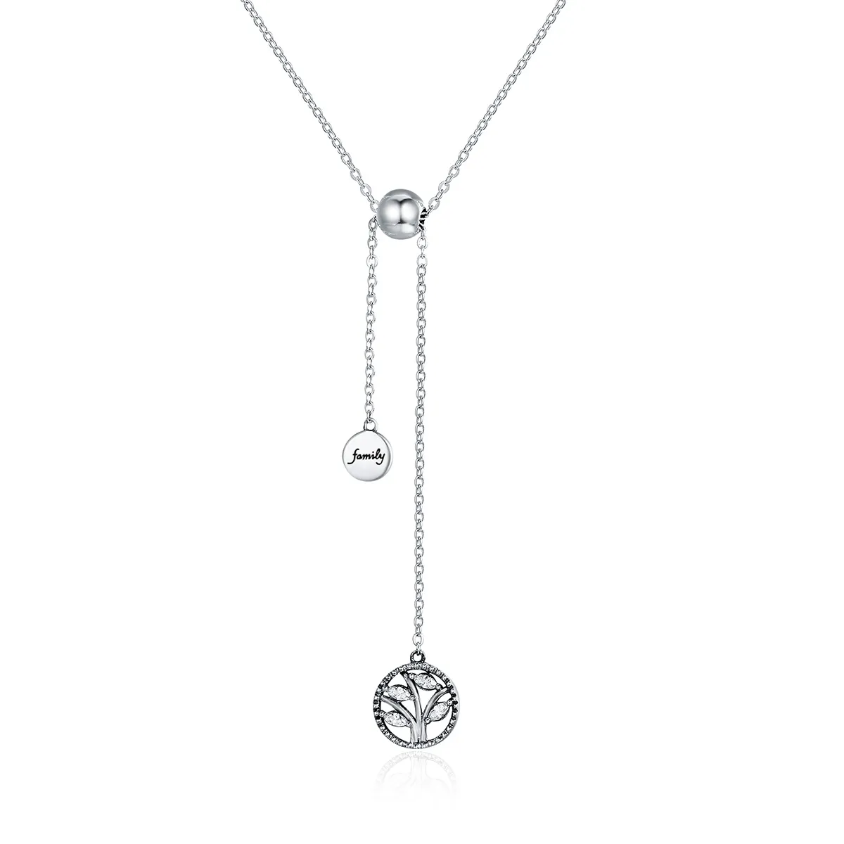 Silver Family Tree and Home Necklace - PANDORA Style - SCN106