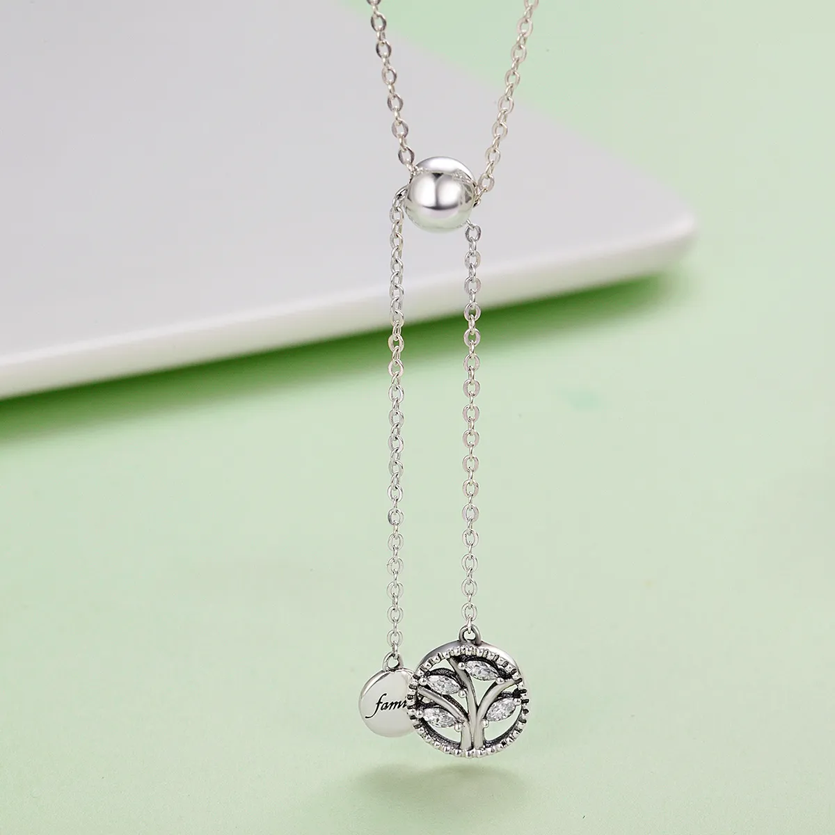 Silver Family Tree and Home Necklace - PANDORA Style - SCN106