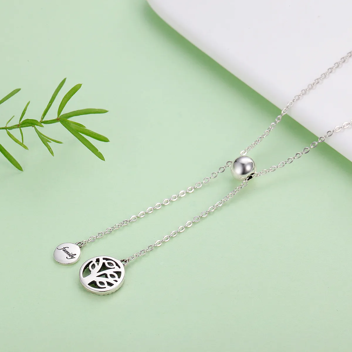 Silver Family Tree and Home Necklace - PANDORA Style - SCN106