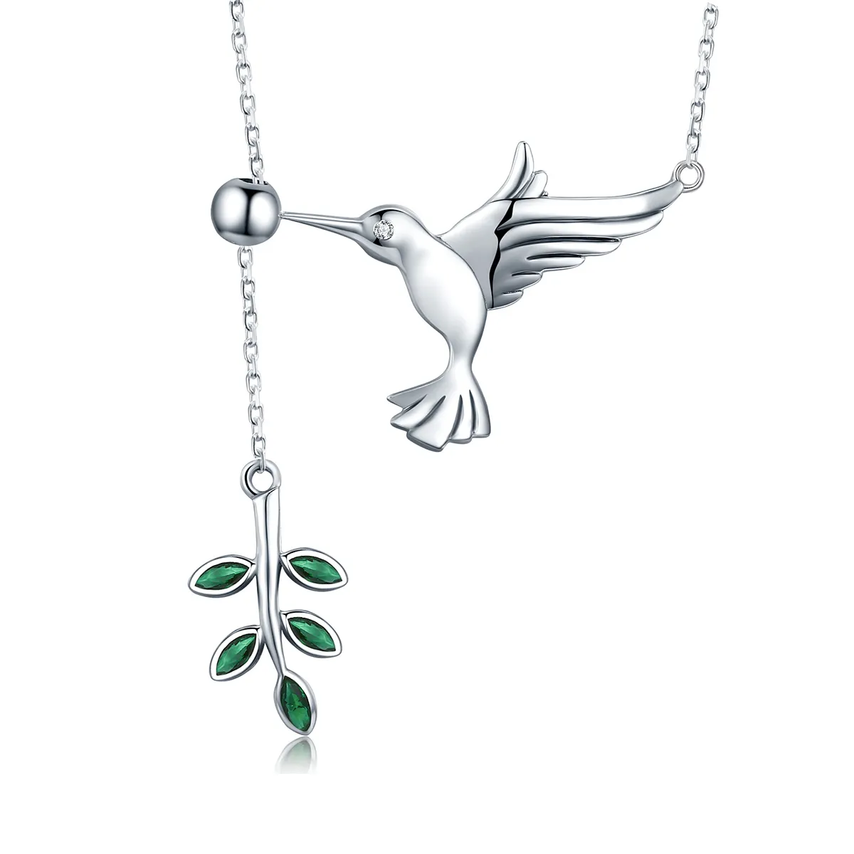 Silver Greetings From Hummingbirds Necklace - PANDORA Style - SCN217