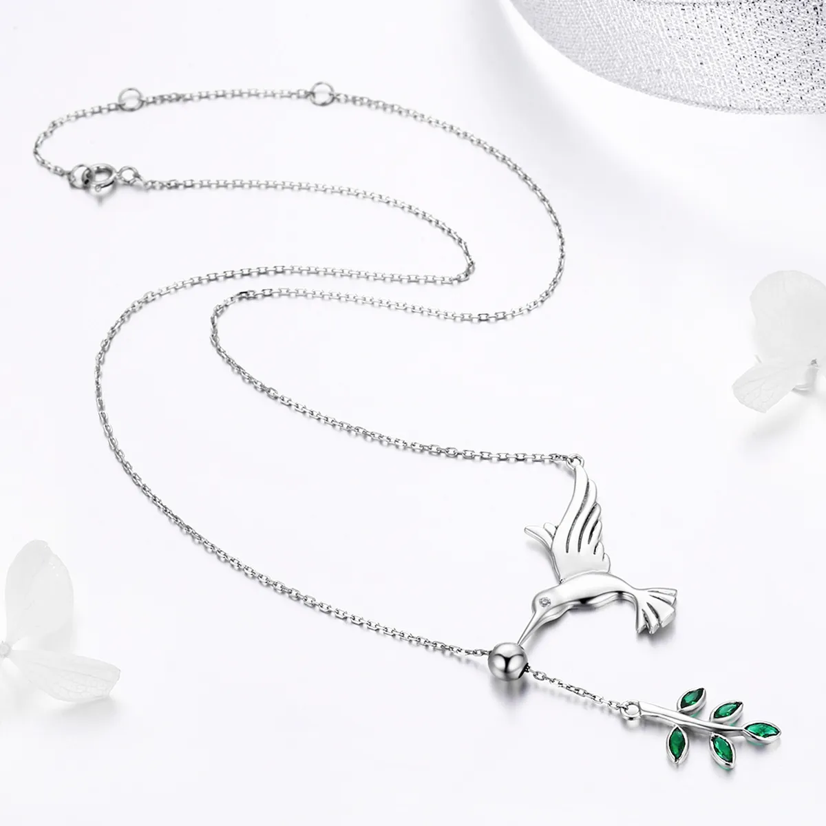 Silver Greetings From Hummingbirds Necklace - PANDORA Style - SCN217