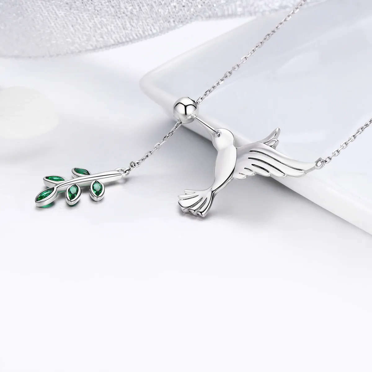 Silver Greetings From Hummingbirds Necklace - PANDORA Style - SCN217